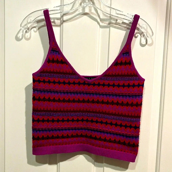 EUC RAG & BONE  Willow wool fair isle cami size XS  red/purple - Picture 1 of 6